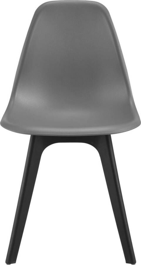 In And Outdoormatch Eethoek Rosemary Glazen eettafel Met 4 zwarte en grijze stoelen Hoogwaardig design Stijlvolle uitstraling