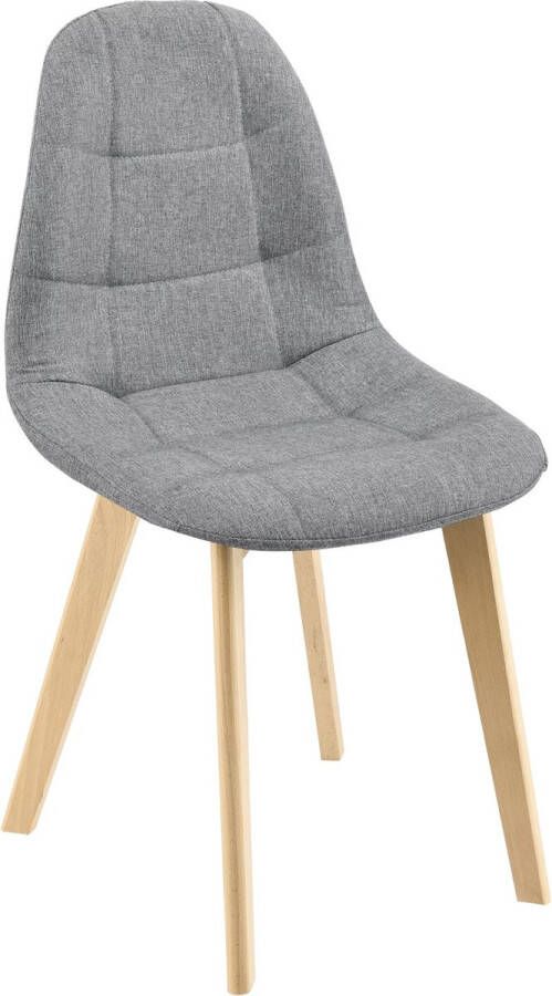 In And Outdoormatch Eetkamerstoel Alysa Set van 2 Stof en Beuken Lichtgrijs Gestoffeerde zitting Modern design