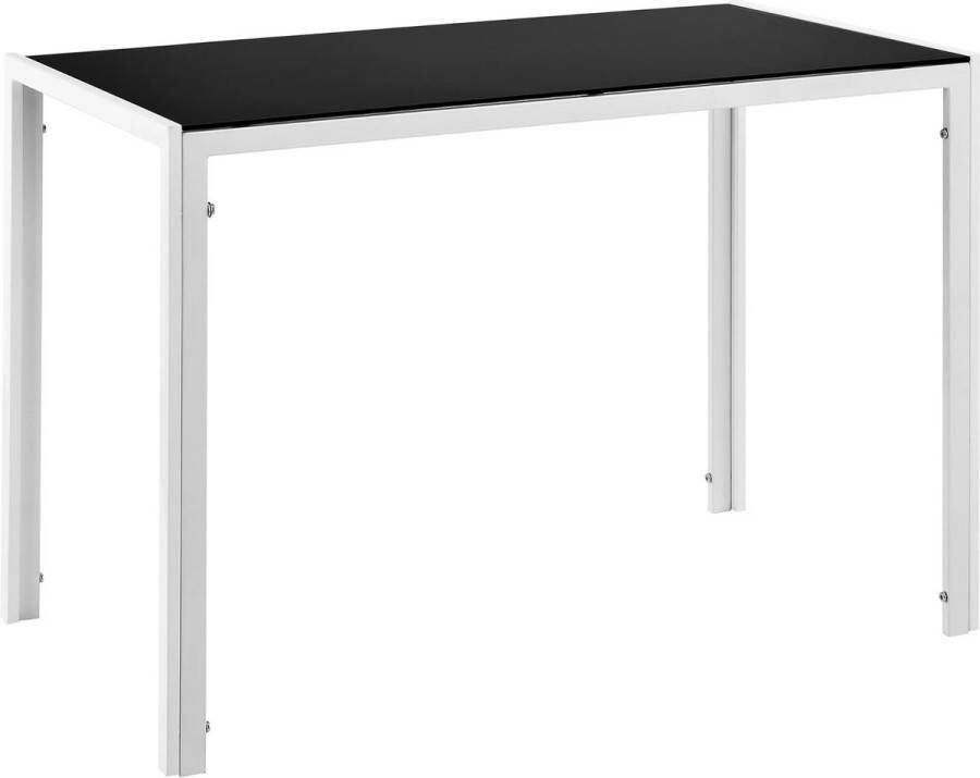 In And Outdoormatch Eettafel Ardella Gehard Glas 8 mm 105x60x75 cm Zwart en Wit- Luxe Look