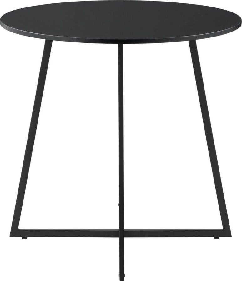 In And Outdoormatch Eettafel Blaze Rond 78x80 cm Zwart MDF en Staal Modern Design