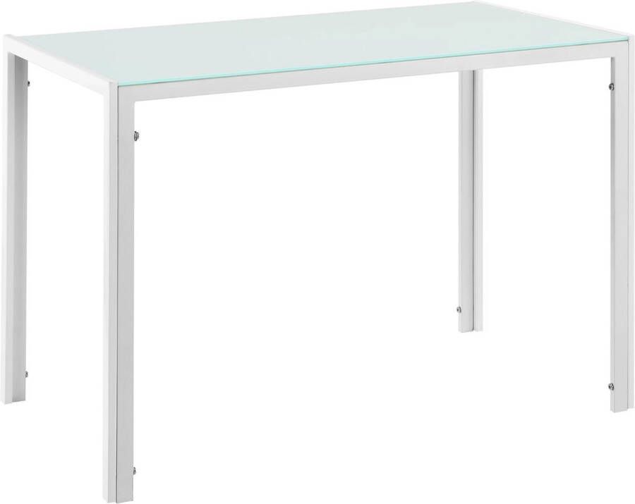 In And Outdoormatch Eettafel Jackson Gehard Glas 8 mm 105x60x75 cm Wit Luxe Look