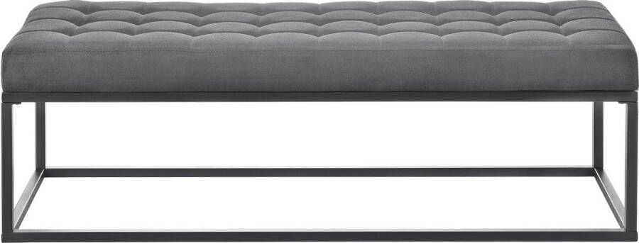 In And Outdoormatch Elegante Halbank Hailey Gestoffeerde Bank Stof 120x40x38cm Grijs Metalen Frame - Foto 2
