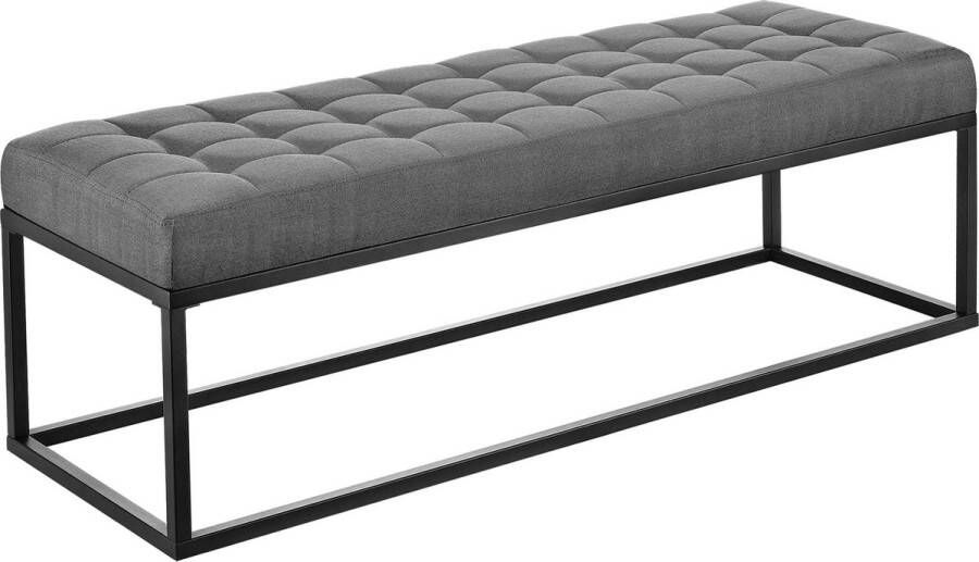 In And Outdoormatch Elegante Halbank Hailey Gestoffeerde Bank Stof 120x40x38cm Grijs Metalen Frame