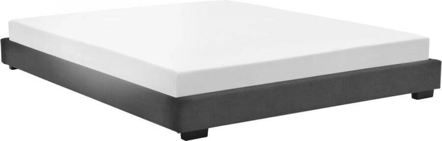 In And Outdoormatch Houten Bed Lilian Laag Imitatieleer Met bedbodem 180x200 cm Zwart Klassiek design