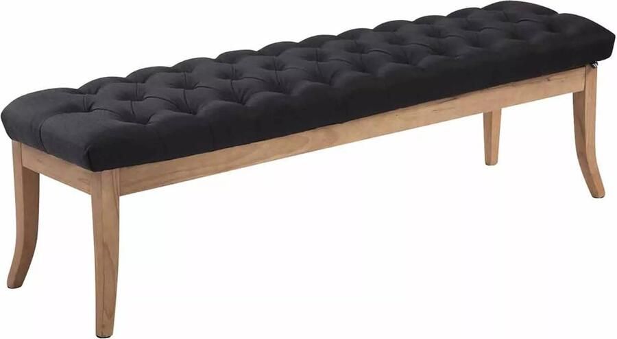 In And Outdoormatch Antieke Halbank Angel 150cm Zwart Stof Bank Gangbank hout Eetbank