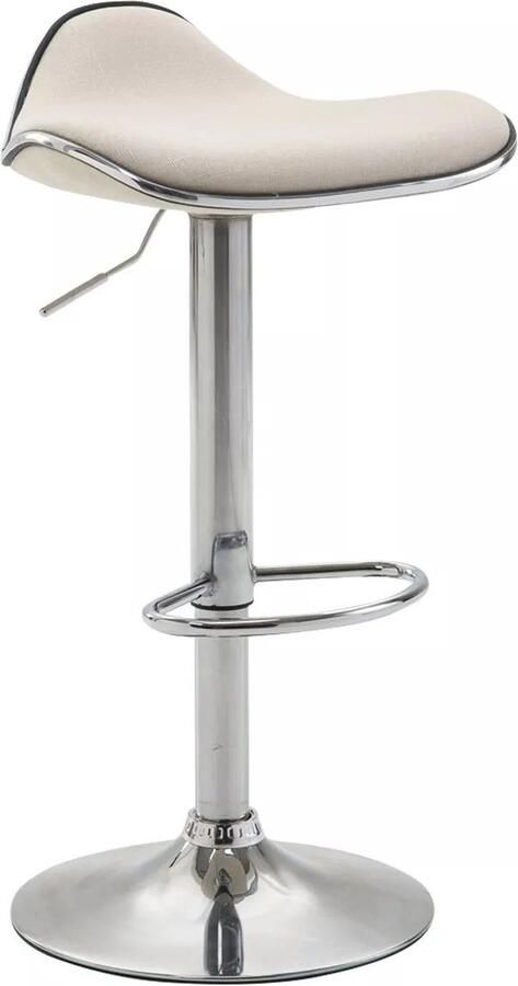 In And Outdoormatch Barkruk Alexane Beige Chroom Comfortabel Modern Design Voetensteun Gestoffeerde Zitting 360 Rotatie