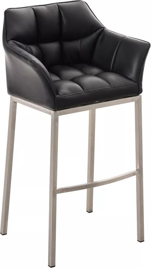 In And Outdoormatch Barkruk Alexane Zwart Kunstleer Met rugleuning en armleuning Ergonomisch Set van 1 Deluxe