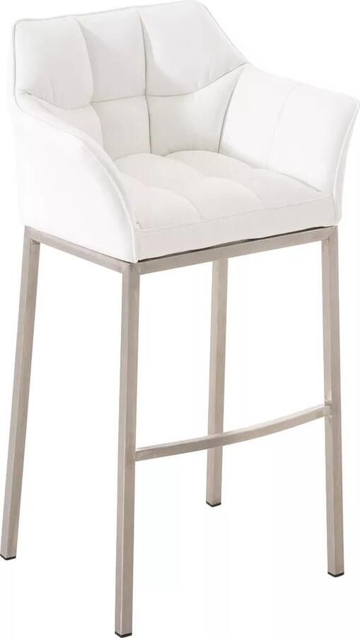 In And Outdoormatch Barkruk Brock Wit Kunstleer Met rugleuning en armleuning Ergonomisch Set van 1 Deluxe