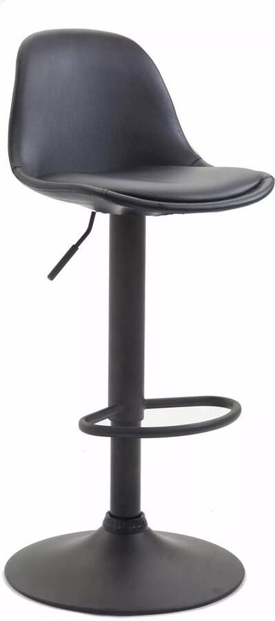 In And Outdoormatch Barkruk Camron Zwart Modern Design Rugleuning Voetsteun Voor Keuken en Bar Gestoffeerde Zitting Imitatie Leder