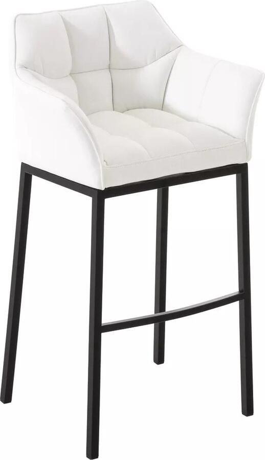 In And Outdoormatch Barkruk Coty Wit Zwart Kunstleer Met rugleuning en armleuning Ergonomisch Set van 1 Deluxe