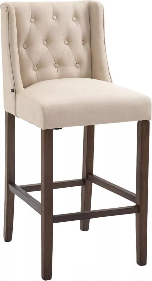 In And Outdoormatch Barkruk Daniella Beige Luxe Design Set van 1 Voetensteun 4-pootsframe Voor keuken en bar Gestoffeerde zitting