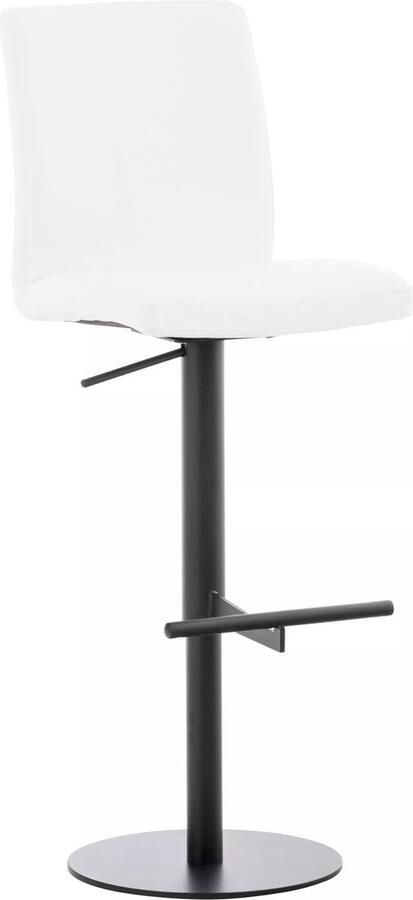 In And Outdoormatch Barkruk Diantha Dasia Wit Zwart Modern Design Rugleuning Voetensteun Voor Keuken en Bar Gestoffeerde Zitting Imitatie Leder