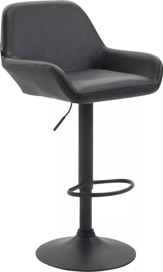 In And Outdoormatch Barkruk Eloise Zwart Kunstleer Comfortabel Modern Design Rugleuning Armleuning Voetensteun Gestoffeerde Zitting