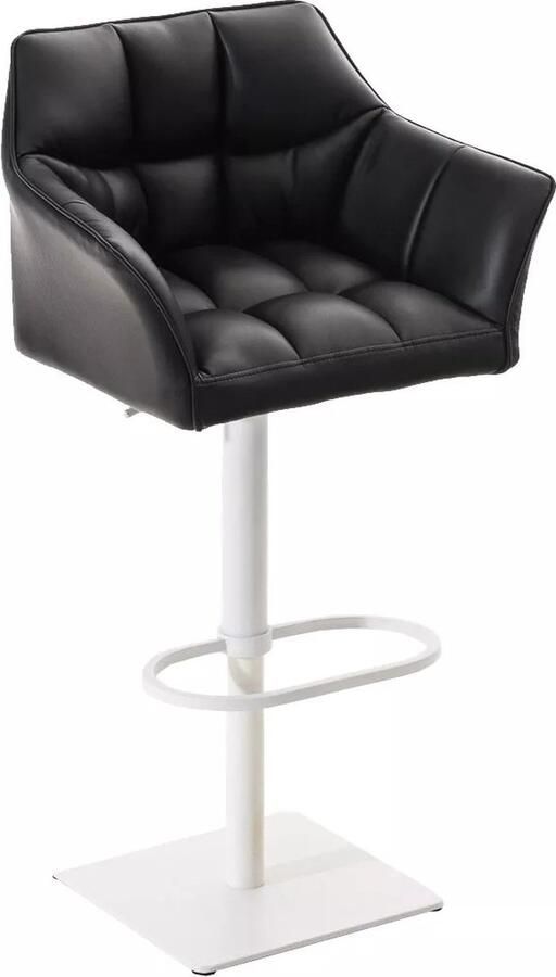 In And Outdoormatch Barkruk Hershel Zwart Kunstleer Met rugleuning en armleuning Ergonomisch Set van 1 In hoogte verstelbaar Deluxe