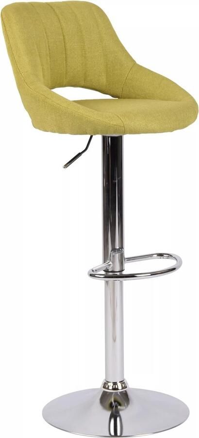 In And Outdoormatch Barkruk Hipo Geel Chroom Stof Zithoogte 60-81cm Ergonomische barstoelen In hoogte verstelbaar Set van 1 Met rugleuning Voor keuken en bar