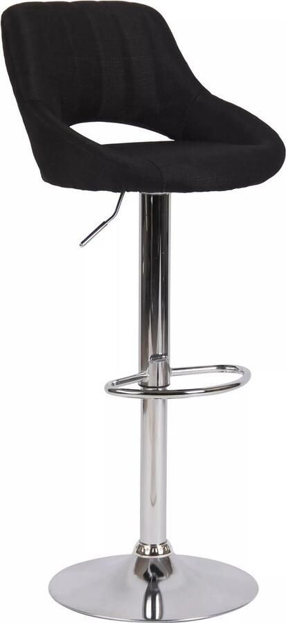 In And Outdoormatch Barkruk Hipo Zwart chroom Lorenz Stof Zithoogte 60-81cm Ergonomische barstoelen In hoogte verstelbaar Set van 1 Met rugleuning Voor keuken en bar