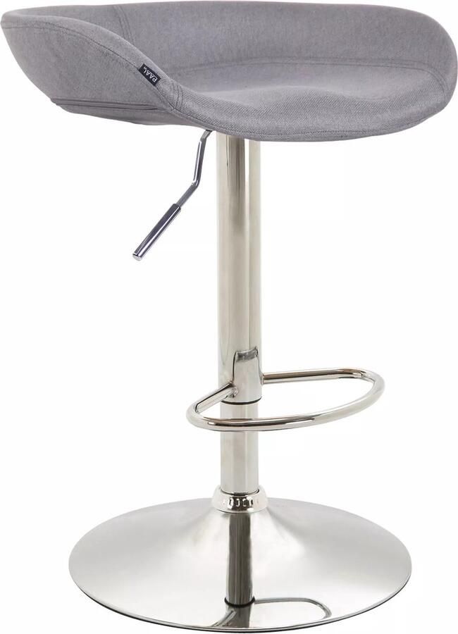 In And Outdoormatch Barkruk Janelle Grijs Modern Design Stoffen Zitschaal Chroom Voor Keuken en Bar Voetsteun Gestoffeerde Zitting