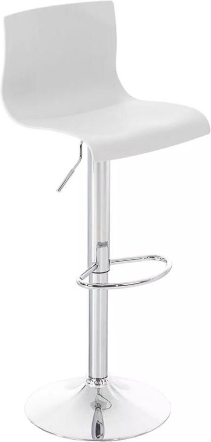 In And Outdoormatch Barkruk Justus wit kunststof zitting chromen poten in hoogte verstelbaar zithoogte 59 tot 80 cm deluxe