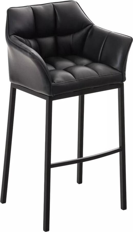 In And Outdoormatch Barkruk Maurice Zwart kunstleer Met rug en armleuning Ergonomisch Set van 1 Deluxe