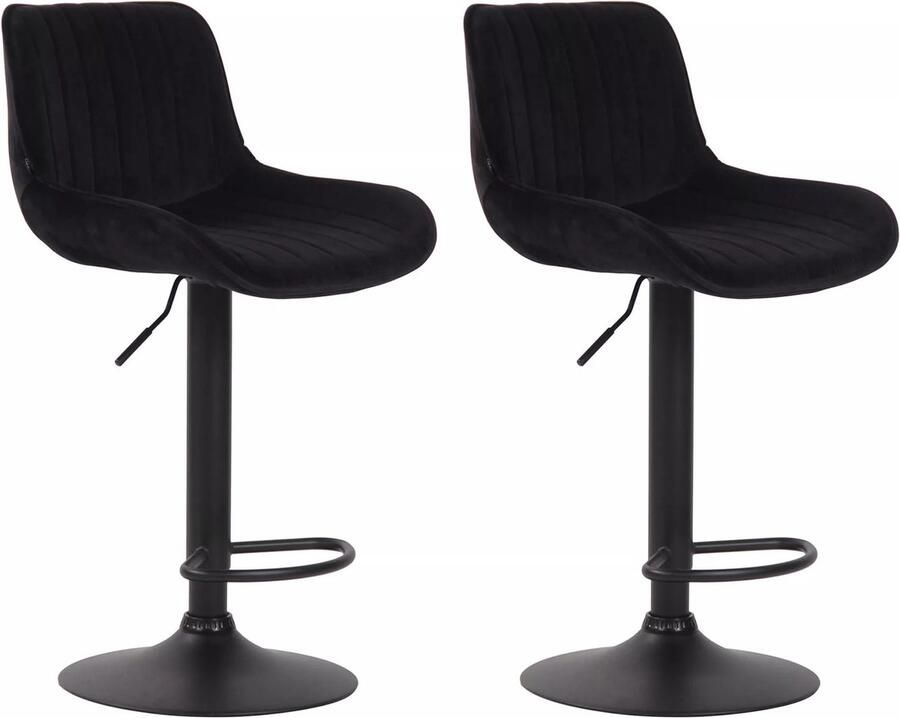 In And Outdoormatch Barkruk Misty Zwart Zithoogte 60-82 cm Set van 2 In hoogte verstelbaar Voor keuken en bar Met rugleuning Ergonomische barstoelen