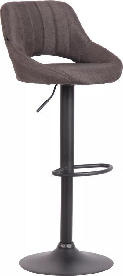 In And Outdoormatch Barkruk Miza Donkergrijs zwart Stof 60-81cm zithoogte Ergonomische barstoelen In hoogte verstelbaar Set van 1 Met rugleuning Voor keuken en bar