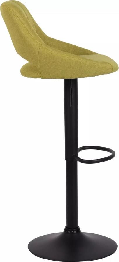 In And Outdoormatch Barkruk Miza Geel zwart Stof 60-81cm zithoogte Ergonomische barstoelen In hoogte verstelbaar Set van 1 Met rugleuning Voor keuken en bar
