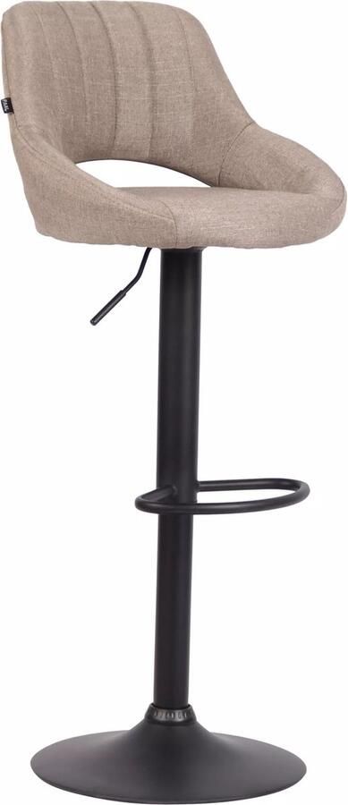 In And Outdoormatch Barkruk Miza Grijs zwart Stof 60-81cm zithoogte Ergonomische barstoelen In hoogte verstelbaar Set van 1 Met rugleuning Voor keuken en bar