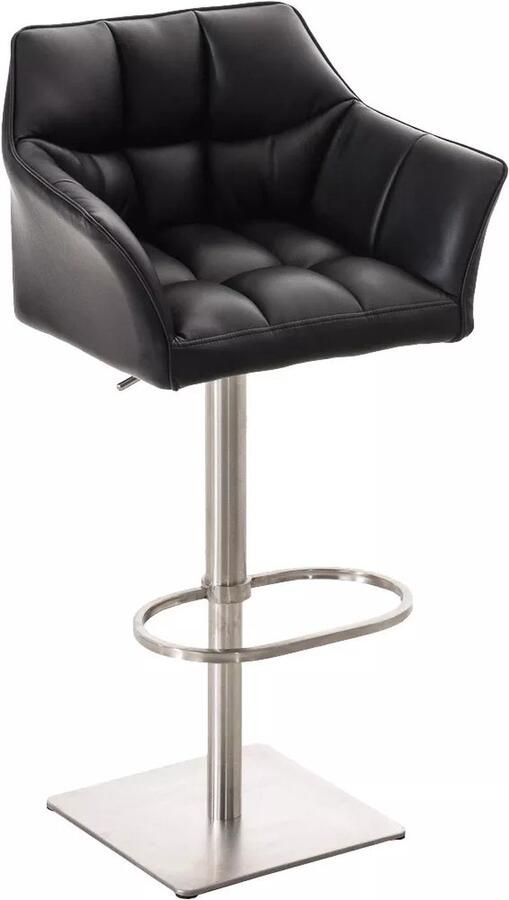 In And Outdoormatch Barkruk Shanon Zwart Kunstleer Met rugleuning en armleuning Ergonomisch Set van 1 In hoogte verstelbaar Deluxe