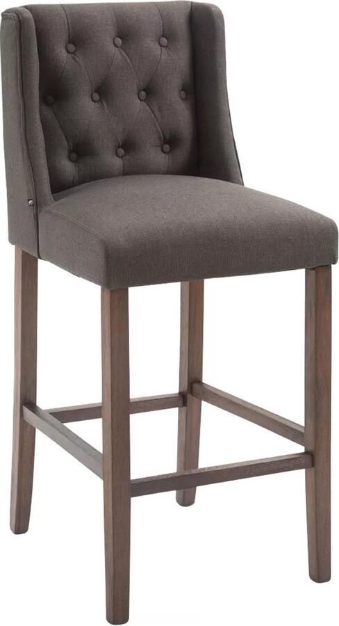 In And Outdoormatch Barkruk Sosimo Declan Bruin 4-poots Onderstel Luxe Design Set van 1 Rugleuning Voetensteun Voor Keuken en Bar Zitting Gestoffeerd