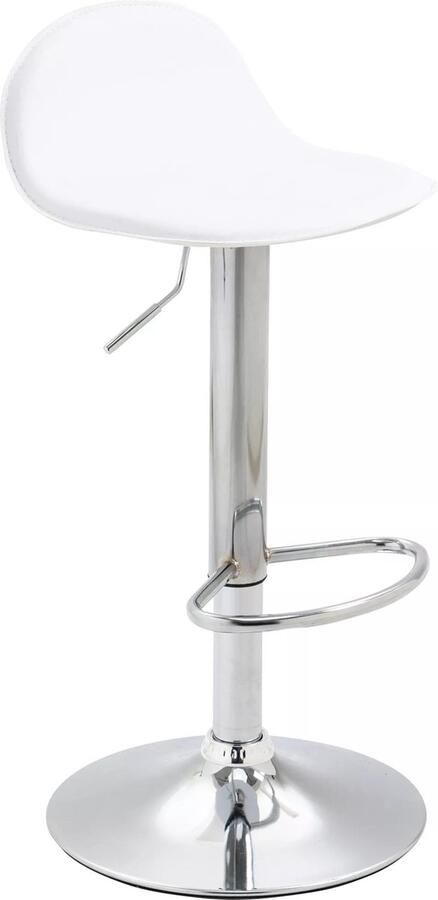 In And Outdoormatch Barkruk Tyrique Wit Chroom Modern Design Set van 1 In Hoogte Verstelbaar Voetsteun 360 Rotatie Voor Keuken en Bar Gestoffeerde Zitting