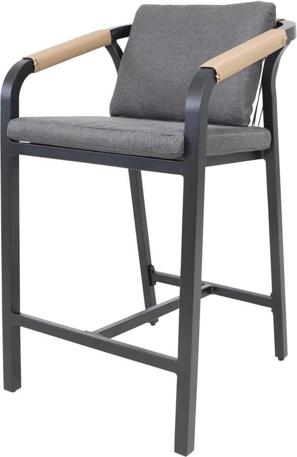 In And Outdoormatch Barkruk Zwart Aluminium Touwmotief 58x63 5x98 cm