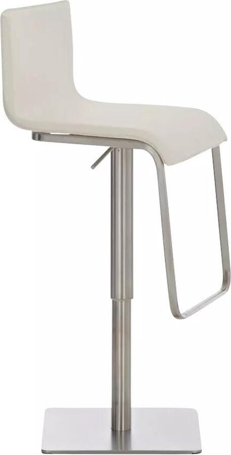 In And Outdoormatch Barstoel Aida In hoogte verstelbaar Barkruk met rugleuning Set van 1 Ergonomisch Barstoelen voor keuken of kantine Creme Zithoogte 55-78 cm