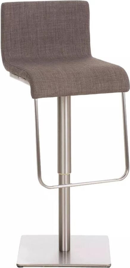 In And Outdoormatch Barstoel Florida In hoogte verstelbaar RVS Barkruk met rugleuning Set van 1 Ergonomisch Barstoelen voor keuken of kantine Grijs Zithoogte 55-78 cm