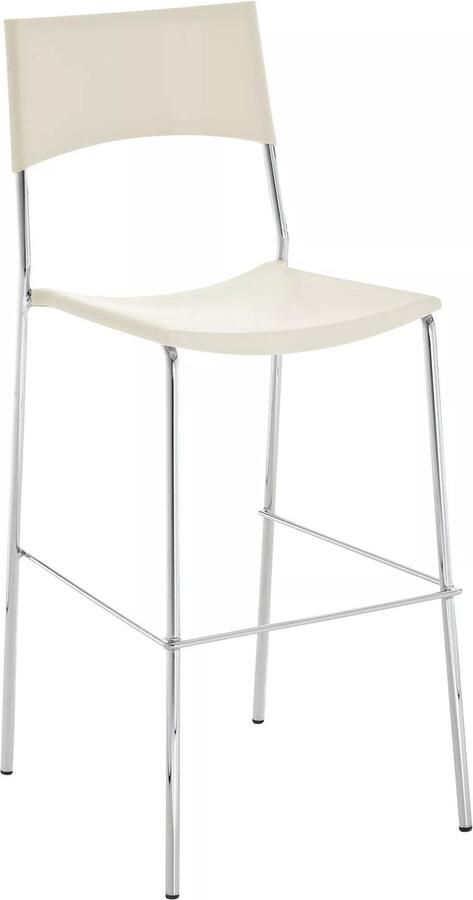 In And Outdoormatch Barstoel met rugleuning Roxanne Set van 1 Ergonomisch Barstoelen voor keuken of kantine Crème Zithoogte 77cm