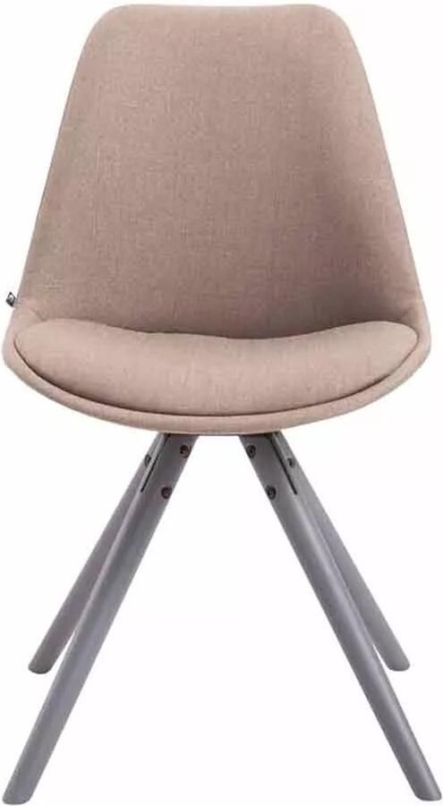 In And Outdoormatch Bezoekersstoel Dedric Eetkamerstoel Taupe stof Grijze poten Set van 1 Zithoogte 48 cm Deluxe