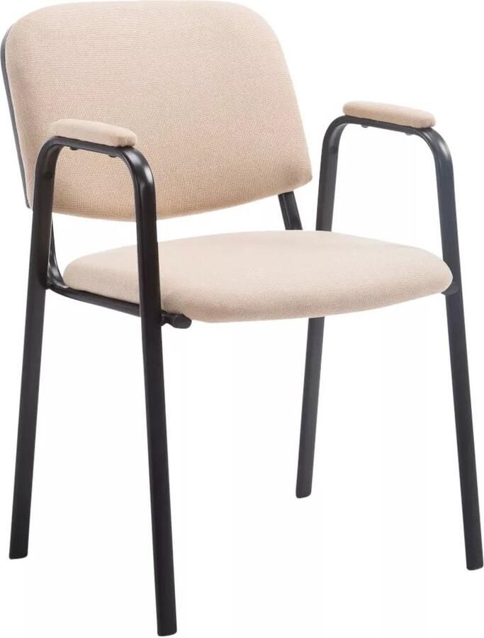 In And Outdoormatch Bezoekersstoel Eetkamerstoel Antone Witte stof zwart frame comfortabel modern design set van 1 Zithoogte 47 cm Deluxe