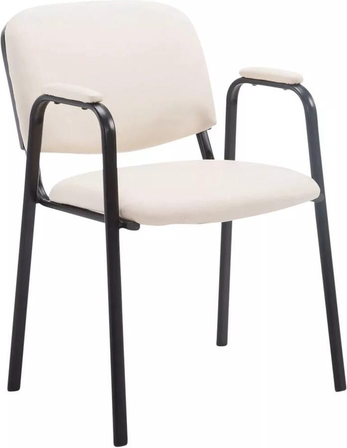 In And Outdoormatch Bezoekersstoel Eetkamerstoel Kaycee Wit Kunstleer zwart frame comfortabel modern design set van 1 Zithoogte 47 cm Deluxe