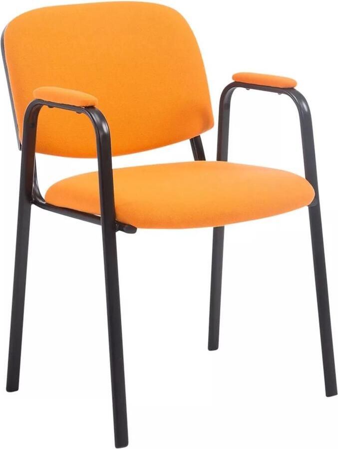 In And Outdoormatch Bezoekersstoel Eetkamerstoel Thora Oranje stof zwart frame comfortabel modern design set van 1 Zithoogte 47 cm Deluxe