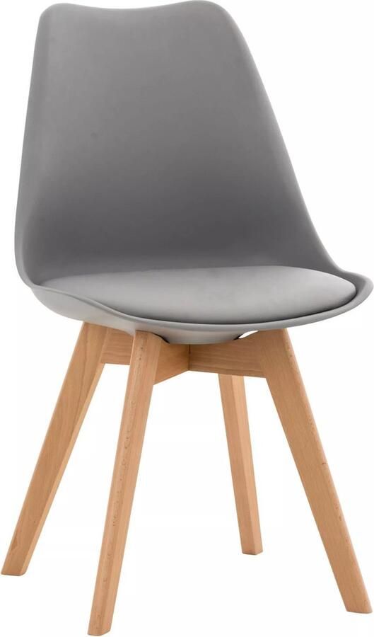 In And Outdoormatch Bezoekersstoel Ervin Eetkamerstoel Grijs imitatieleer bruin Poten Set van 1 Zithoogte 46 cm Deluxe