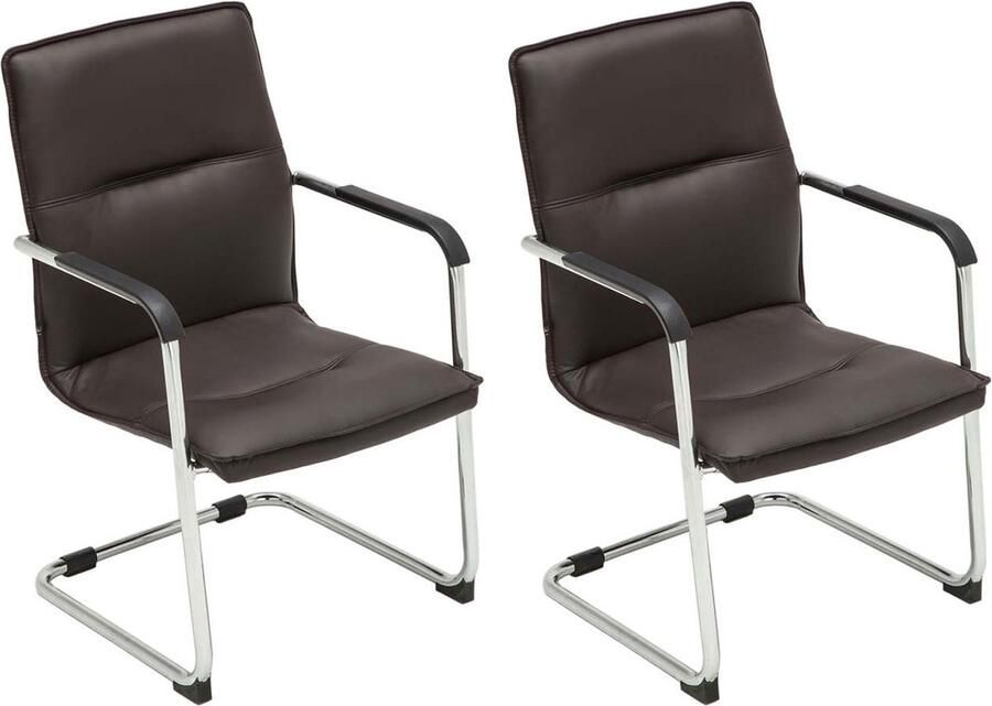 In And Outdoormatch Bezoekersstoel Franklin Bruin Set van 2 Bezoekersstoel Kunstleer Hoge kwaliteit bekleding Moderne stijlstoel Stijlvolle bezoekersstoel