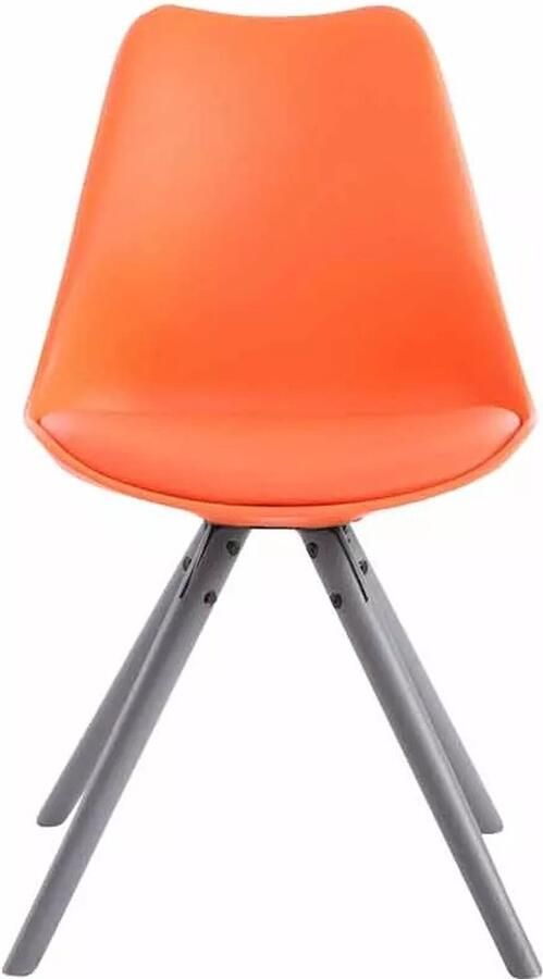 In And Outdoormatch Bezoekersstoel Garnett Eetkamerstoel Oranje kunstleer Grijze Poten Set van 1 Zithoogte 48 cm Deluxe
