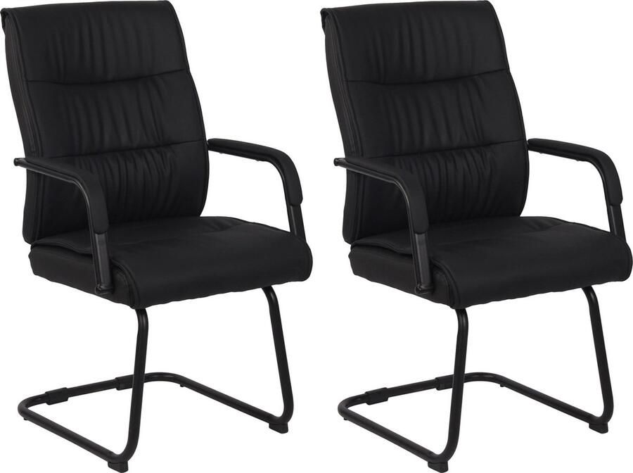 In And Outdoormatch Bezoekersstoel Ivory Kunstleer Set van 2 Hoogwaardige bekleding Luxe bezoekersstoel Moderne look