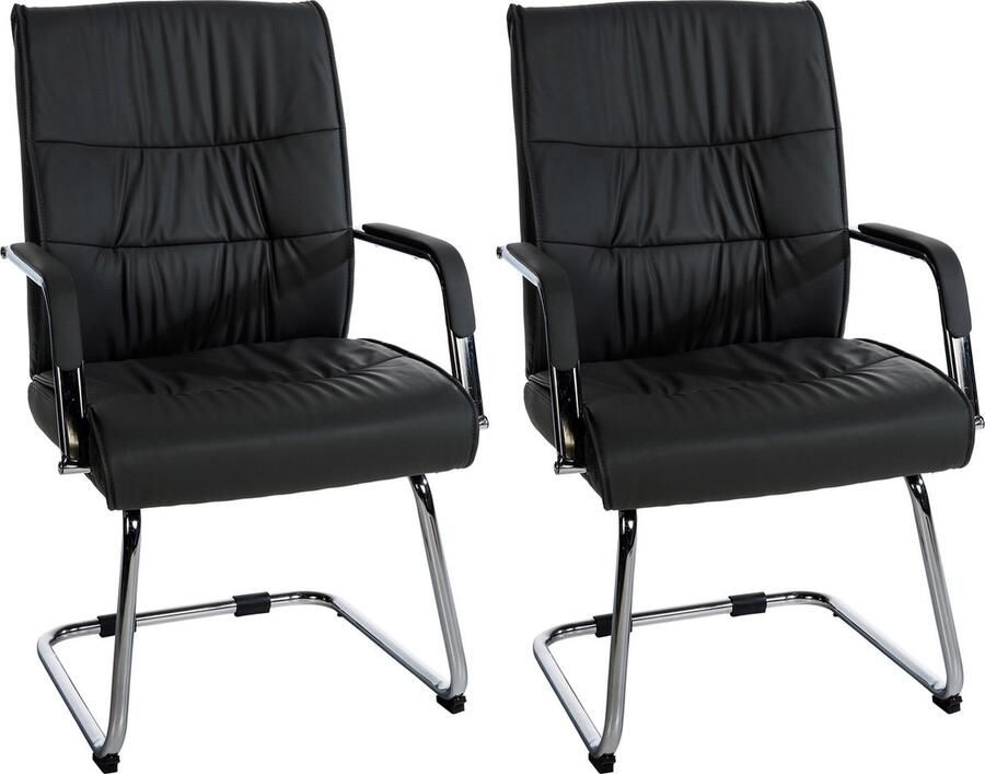 In And Outdoormatch Bezoekersstoel Laureen Zwart Set van 2 Kunstleer Hoogwaardige bekleding Deluxe bezoekersstoel Exclusieve uitstraling