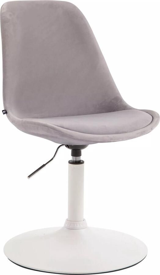 In And Outdoormatch Bezoekersstoel Madelyn Eetkamerstoel Grijs velours Witte Poot Set van 1 Zithoogte 48 cm Deluxe