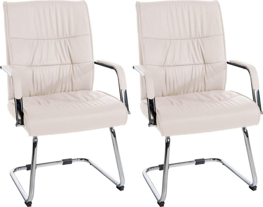 In And Outdoormatch Bezoekersstoel Olly Set van 2 Crème Kunstleer Hoogwaardige bekleding Luxe bezoekersstoel Stijlvolle en eigentijdse uitstraling