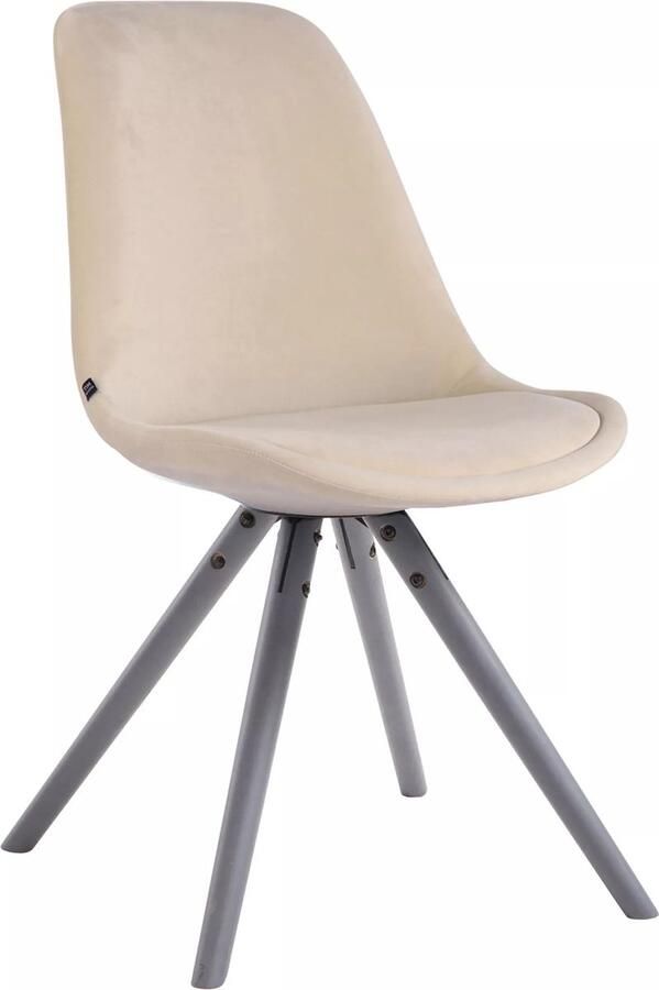 In And Outdoormatch Bezoekersstoel Scot Eetkamerstoel Creme velvet Grijze poten Set van 1 Zithoogte 48 cm Deluxe