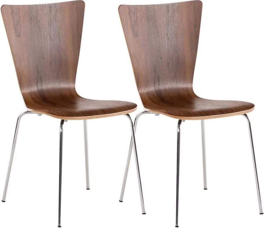 In And Outdoormatch bezoekersstoelen Genesis Donkerbruin hout stapelbaar Set van 2 Zithoogte 45 cm modern design