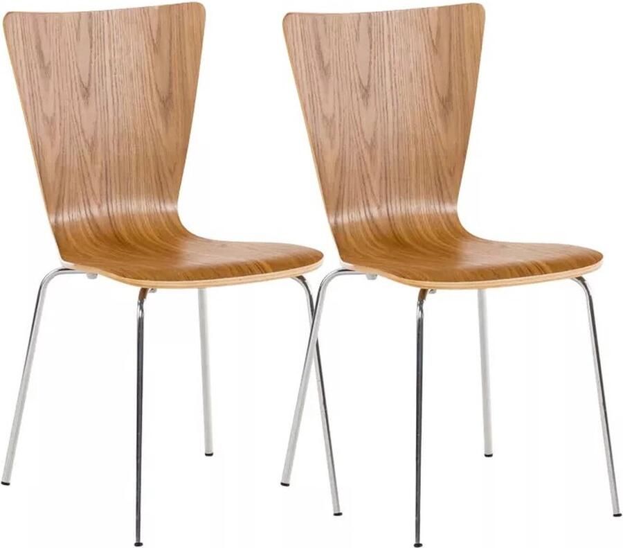 In And Outdoormatch bezoekersstoelen Leila Bruin hout stapelbaar Set van 2 Zithoogte 45 cm modern design