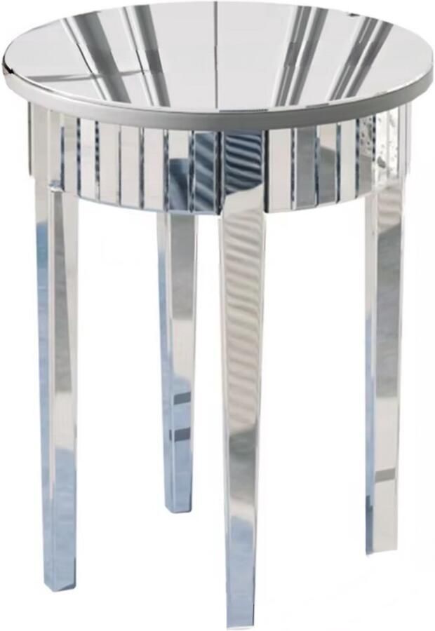In And Outdoormatch Bijzettafel Modern Rond Gespiegeld Zilveren Nachtkastje Accenttafel voor Woonkamer & Slaapkamer