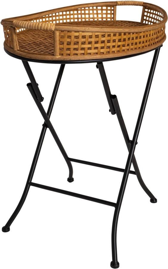 In And Outdoormatch Bijzettafel Naturel 55x38x62 cm Bamboe Stalen frame